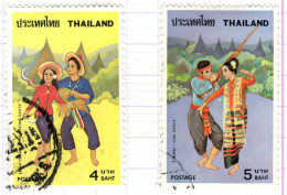 T+ Thailand 1977 Mi 847-48 Volkstänze - Thailand