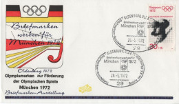 Germany Deutschland 1972 FDC Olympic Games Munich, Olympische Spiele Munchen, Sapporo, Skiing, Canceled In Oldenburg - 1971-1980