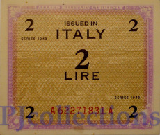 ITALIA - ITALY 2 LIRE 1943 PICK M11a UNC - Allied Occupation WWII