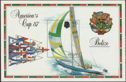 THEMATIC SAILS:  AMERICA'S CUP YACHTING CHAMPIONSHIP.  SAILS OF AUSTRALIA II. EMBLEMS.   MS    -    BELIZE - Sailing