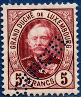 Luxemburg Service 1895 5 Fr Officiel Perforation, Perf 12½ MH - Dienst