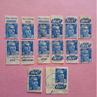 N°886c Marianne De Gandon 15f Avec Publicité BIC Cote 2024 3€ Pièce (x 14) Oblitérés - 1945-54 Maríanne De Gandon