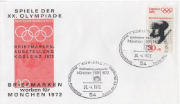 Germany Deutschland 1972 FDC Olympic Games Olympische Spiele Munchen, Sapporo, Skiing, Canceled In Koblenz - 1971-1980