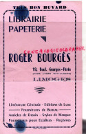 87- LIMOGES - RARE  BUVARD LIBRAIRIE PAPETERIE ROGER BOURGES- 19 BOULEVARD GEORGES PERRIN - Papeterie