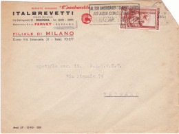 ITALIA - REPUBBLICA  - ITALBREVETT - FILIALE DI MILANO - BUSTA - VIAGGIATA PER BERGAMO- 1951 - Altri & Non Classificati