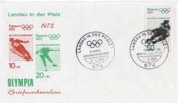 Germany Deutschland 1972 FDC Olympic Games Olympische Spiele Munchen Sapporo Ice Hockey, Canceled In Landau In Der Pfalz - 1971-1980