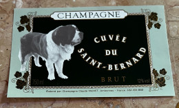 Etiquette Champagne Brut Cuvée Du Saint Bernard Fauvet Père Et Fils Ambonnay Marne 51 " Chien" Avec Sa Collerette - Champagner