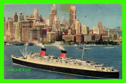 BATEAU SHIP - " QUEEN ELIZABETH " ARRIVES IN NEW YORK HARBOR - TRAVEL IN 1952 -  ALFRED MAINZER - - Koopvaardij