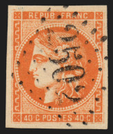 N°48, Bordeaux, 40c Orange, Oblitéré GC 2502 Montpellier, Signé CALVES - TB - 1870 Bordeaux Printing