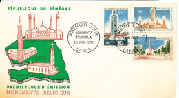 Senegal FDC 28-11-1964 Monuments Complete Set Of 3 With Cachet - Sénégal (1960-...)