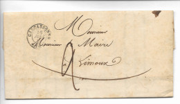 CARCASSONNE Aude CAD Type 15 + Taxe Manuscrite Sur Pli Mairie 1847  ....G - Sonstige & Ohne Zuordnung