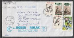 Lettre Recommandée Piatra Neamț (Roumanie) Pour Faverges (France) 18.11.1998 - Bel Affranchissement Philatélique - - Covers & Documents