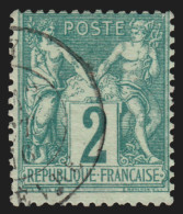 N°62, Sage 2c Vert, Type I (N Sous B), Oblitéré - TB D'ASPECT - 1876-1878 Sage (Tipo I)