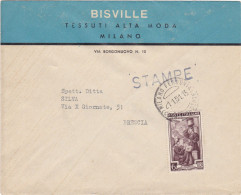 ITALIA - REPUBBLICA - MILANO - BUSTA - BISVILLE - TESSUTI ALTA MODA - VIAGGIATA PER BRESCIA - 1951 - Other & Unclassified
