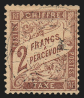 Timbres-Taxe N°26, Duval 2fr Marron, Oblitération Légère - TB - 1859-1959 Afgestempeld