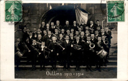 Carte Photo De Oullins 1913-1914 Fanfare Fanfara Musique Music Musica Rhône 69600 Cpa Voyagée En 1913 En TB.Etat - Oullins