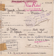 Certificats De Travail Haute Couture NINA RICCI Paris 1938 Première Main - Colecciones