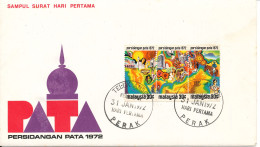 Malaysia FDC 31-1-1972 Pacific Area Tourist Association Conference Stripe Of 3 With Cachet - Maleisië (1964-...)