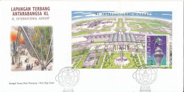 Malaysia FDC 27-6-1998 KL International Airport Minisheet With Cachet - Malesia (1964-...)