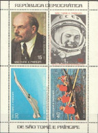 S. Tomè 1977, 50th October Revolution, Lenin, Gagarin, Concorde, Rowing, 4val - Other & Unclassified