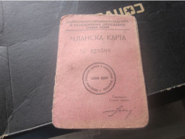 Clanska Karta Jedinstveni Sindikati Radnika Membership Card Of The Unique Trade Unions Of Workers Szabadka Subotica - Historische Documenten