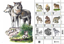 Ukraine 2024, Fauna, Wolves, Art, Sheetlet Of 9v - Ukraine