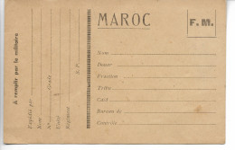 MAROC Carte De Franchise Militaire F.M.   ....G - Other & Unclassified