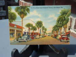 Cpa Couleur Palm-Lined Business Section, Fort Pierce, Fla. - Andere & Zonder Classificatie