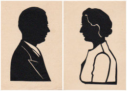 SILHOUETTE HOMME Et FEMME - SILHOUETISTE INCONNU / UNKNOWN - 2 SILHOUETTES ( SIZE ~ 9 X 12,5 CM ) ~ 1930 - '935 (an708) - Silhouette - Scissor-type