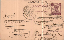 India Postal Stationery George VI 1/2A Balotra Cds - Postcards