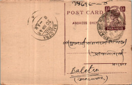 India Postal Stationery George VI 1/2A Balotra Cds - Postcards