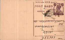 India Postal Stationery George VI 1/2A To Delhi - Postcards