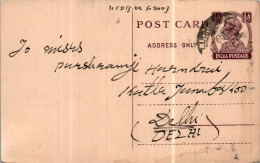 India Postal Stationery George VI 1/2A To Delhi - Postcards