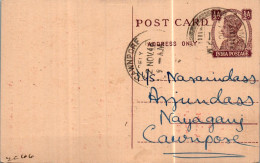 India Postal Stationery George VI 1/2A Cawnpore Cds  Elephant - Postkaarten