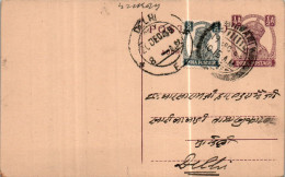 India Postal Stationery George VI 1/2A Delhi Cds - Postkaarten