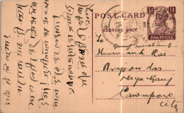 India Postal Stationery George VI 1/2A To Cawnpore - Postkaarten