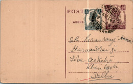 India Postal Stationery George VI 1/2A To Delhi - Postales