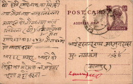 India Postal Stationery George VI 1/2A Cawnpore Cds  - Postcards