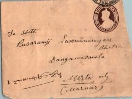 India Postal Stationery George VI 1A To Merta - Postales