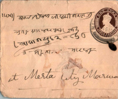 India Postal Stationery George VI 1A To Merta - Cartes Postales