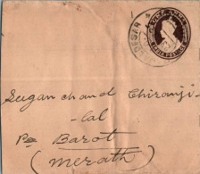 India Postal Stationery George VI 1A Baraut Meerut Cds - Postcards