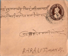 India Postal Stationery George VI 1A To Baraut - Postales