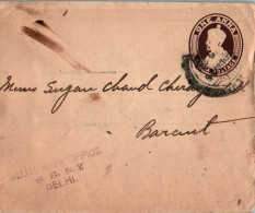 India Postal Stationery George VI 1A To Baraut - Postales