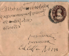 India Postal Stationery George VI 1A To Calcutta - Postkaarten