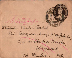 India Postal Stationery George VI 1A Ajmer Cds - Cartoline Postali