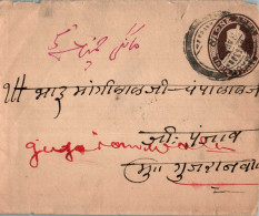 India Postal Stationery George VI 1A Gujranwala Cds - Postkaarten