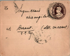 India Postal Stationery George VI 1A Kuchaman Cds Baraut Meerut Cds - Cartes Postales