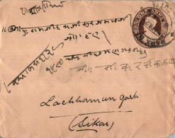 India Postal Stationery George VI 1A To Sikar - Postales