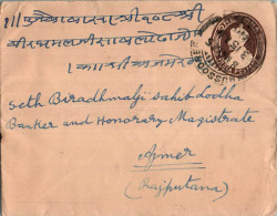 India Postal Stationery George VI 1A To Ajmer - Postales