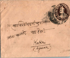 India Postal Stationery George VI 1A To Kekri - Cartoline Postali